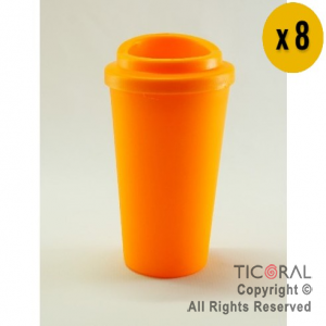 VASO TERMICO CAFE NARANJA 300 CC X 8